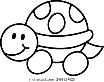 Cute Cartoon Turtle Outline for Coloring