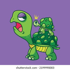 cute cartoon turtle parent. isolated cartoon animal illustration vector