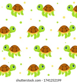 cute cartoon turtle pattern  illustration, vector character