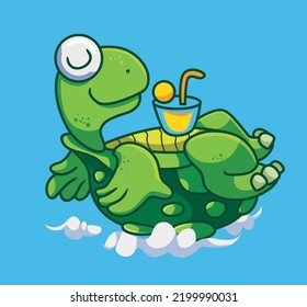 cute cartoon turtle relaxing. isolated cartoon animal illustration vector