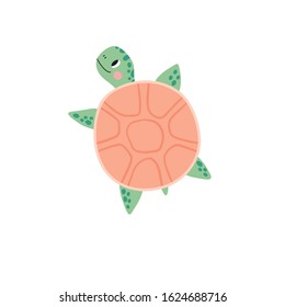 Cute cartoon turtle. Save our oceans.