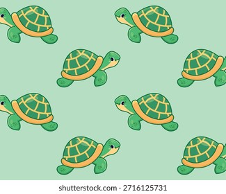 Süße Cartoon-Schildkröte. Seemuster. Einziger Hintergrund. Vektorgrafik.