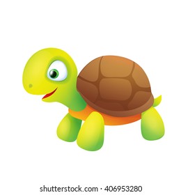 Cute Cartoon Turtle Smiling