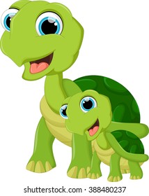 Cute cartoon turtle and son