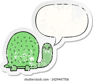 Cute Cartoon Tortoise Speech Bubble Retro Stock Illustration