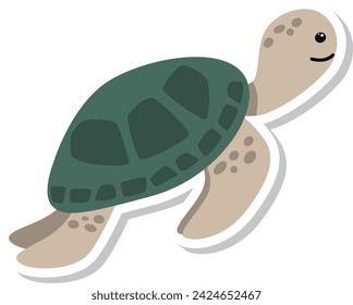 Cute cartoon turtle sticker. Perfect design for wallpaper, wrapping paper, for kids bedding, fabric, pillows, mugs.