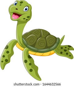 Cute cartoon turtle a swimming