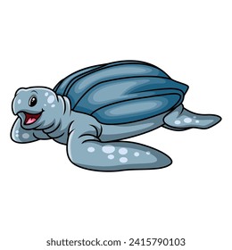 Cute cartoon turtle a swimming