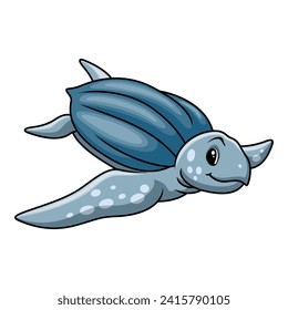 Cute cartoon turtle a swimming