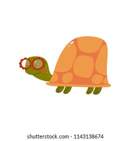 Cute cartoon turtle. Vector illustration. Funny turtle in sunglasses. 