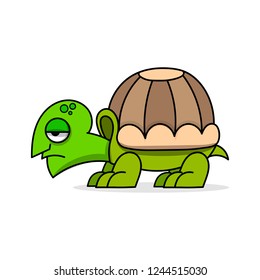 Cute cartoon turtle vector illustration on white background