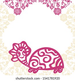 Cute cartoon turtle. Vector illustration