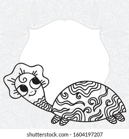 Cute cartoon turtle. Vector illustration