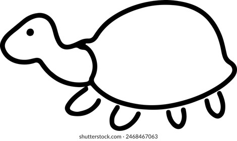 Cute Cartoon Turtle Vector Illustration | Minimalist Style