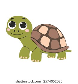 Cute cartoon turtle. Vector illustration isolated on a white background.