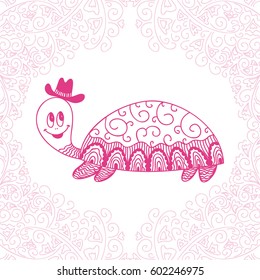 Cute cartoon turtle. Vector illustration.