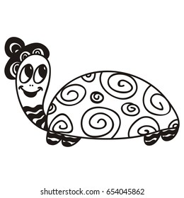 Cute cartoon turtle. Vector illustration.