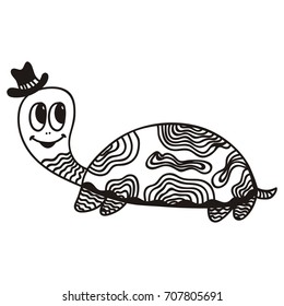 Cute cartoon turtle. Vector illustration.