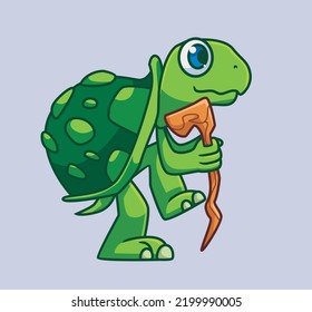 cute cartoon turtle walking. isolated cartoon animal illustration vector