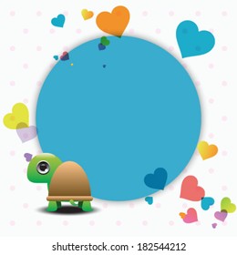 Cute cartoon turtles with place for text