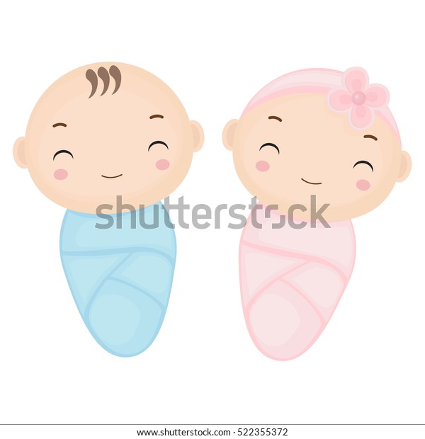 Bebe Jumeau De Caricature Mignon Dessin De Image Vectorielle De Stock Libre De Droits