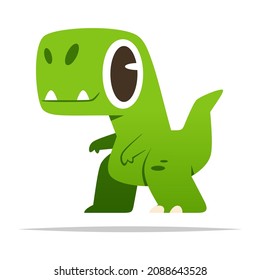 Cute cartoon tyrannosaurus or t-rex dinosaur vector isolated illustration