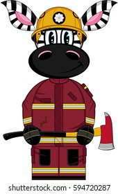 Cute Cartoon UK Zebra Fireman