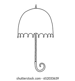 Cute cartoon umbrella. Contour vector illustration isolated on white background. 