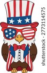 Cute Cartoon Uncle Sam Eagle 4th of July Outfit