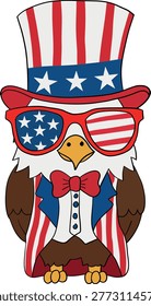 Cute Cartoon Uncle Sam Eagle 4th of July Outfit