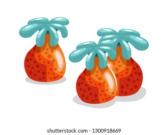 cute cartoon underwater plants isolated on a white background