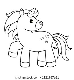 Cute Cartoon Unicorn Black White Vector Stock Vector (Royalty Free ...