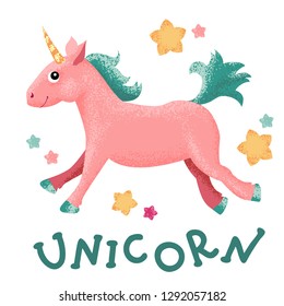 Cute cartoon unicorn character