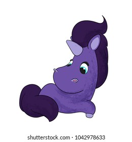 Cute cartoon unicorn. Character design. Vector illustration