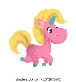 Cute cartoon unicorn. Character design. Vector illustration