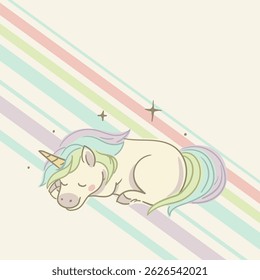 Cute Cartoon Unicorn Character Vector Illustration