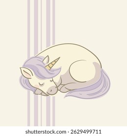 Cute Cartoon Unicorn Character Vector Illustration