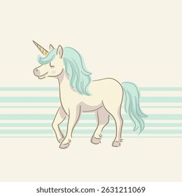 Ilustración vectorial linda del carácter del unicornio de la historieta