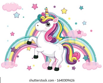 White Cute Unicorn Vector Illustration Stock Vector (Royalty Free ...