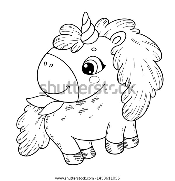 cute cartoon unicorn coloring book page stock vector