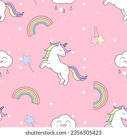 Cute cartoon unicorn, decorative element on pastel background. style for kids Baby Fabric Designs, Wallpaper, Gift Wrapping Paper