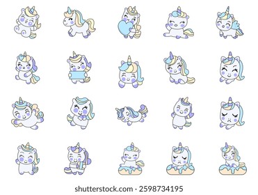 Cute Cartoon Unicorn Element Set