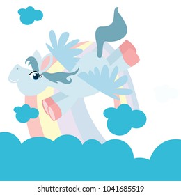 Cute cartoon unicorn. Fantasy creature series.