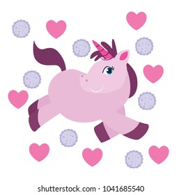 Cute cartoon unicorn. Fantasy creature series.
