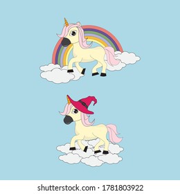 Cute cartoon Unicorn illustration design
