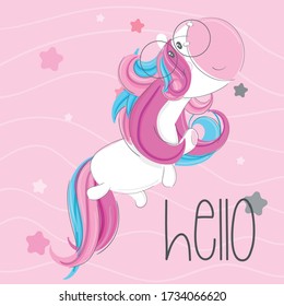 Cute cartoon unicorn illustration for kids