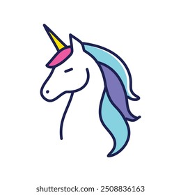 Cute cartoon unicorn illustration. A simple yet charming illustration of a mythical unicorn, with a colorful mane and horn, symbolizing magic, purity, and dreams.