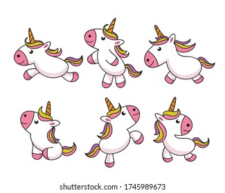 cute cartoon unicorn illustration vector