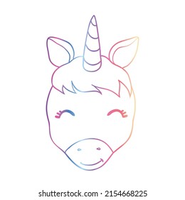 Cute Cartoon Unicorn isolated on white background. Vector illustration for coloring books