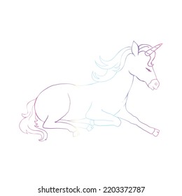 Cute Cartoon Unicorn isolated on white background. Vector illustration for coloring books